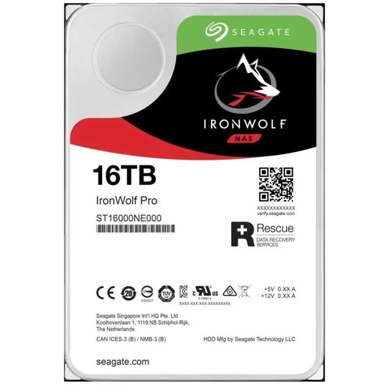 Seagate 16TB IronWolf Pro 3.5" SATA3 HDD (ST16000NT001) – 7200RPM, 256MB Önbellek