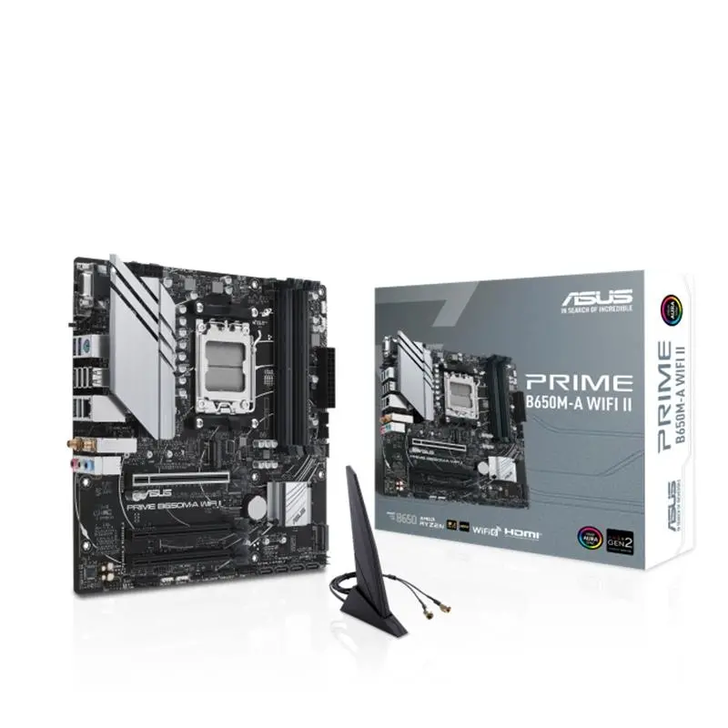 ASUS PRIME B650M-A WIFI II DDR5 6400MHZ 1XVGA 1XHDMI 1XDP 2XM.2 USB 3.2 MATX AM5 (AMD AM5 7000 Serisi İle Uyumlu)